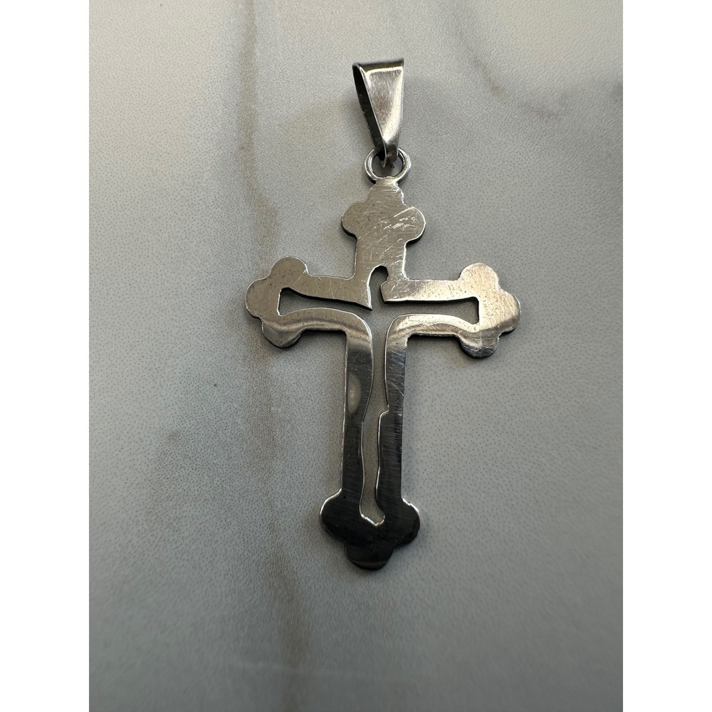 Mexico 925 Sterling Silver Cutout Cross Pendant 1.30g Polished Religious Charm